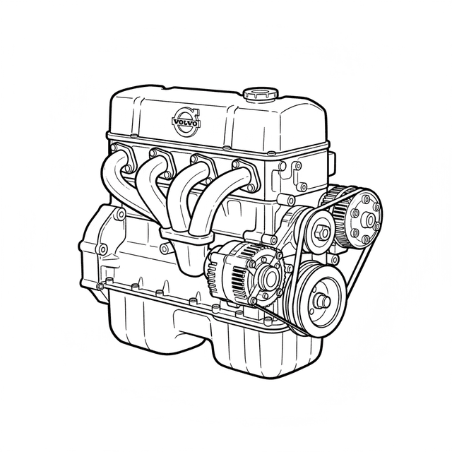 Teknisk illustration av Volvo B23 Redblock inline-4 motor