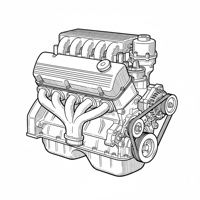 Teknisk illustration av BMW M20 inline-6 SOHC motor
