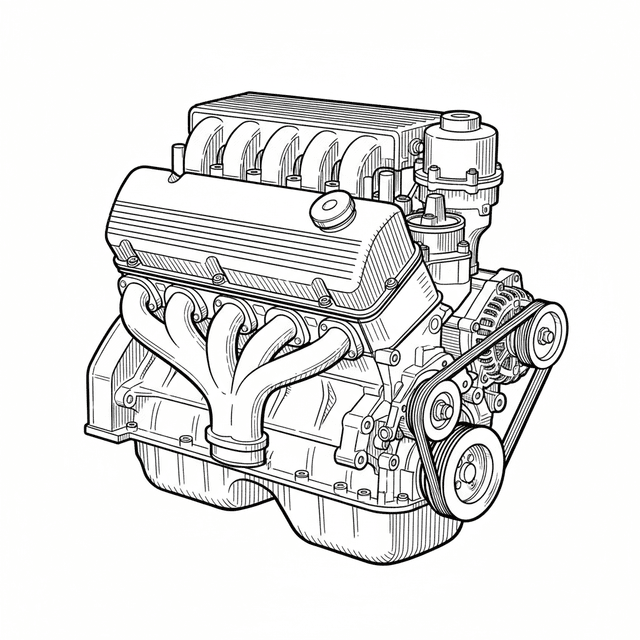 Teknisk illustration av BMW M20 inline-6 SOHC motor